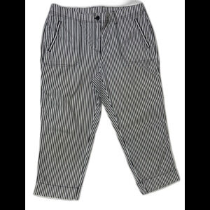 Chico's White & Black Pinstripe Print Cotton Crop Pants Cuffs Women's 2 US 12
